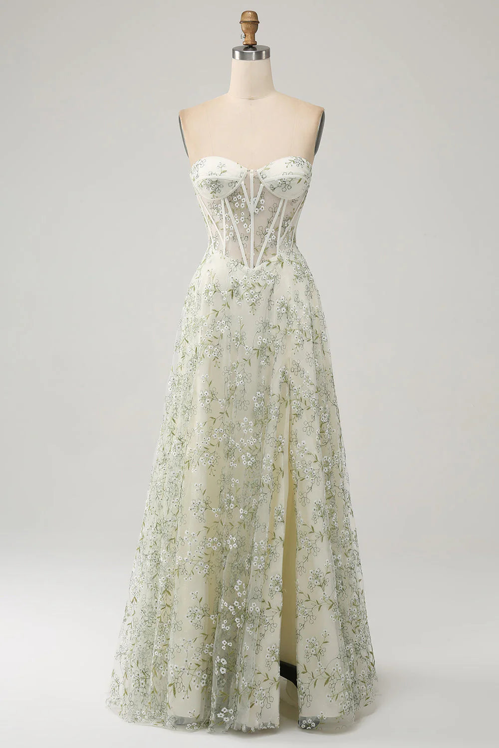 A-Line Light Green Corset Full Of Appropriate Color Matching Charm Prom Dress