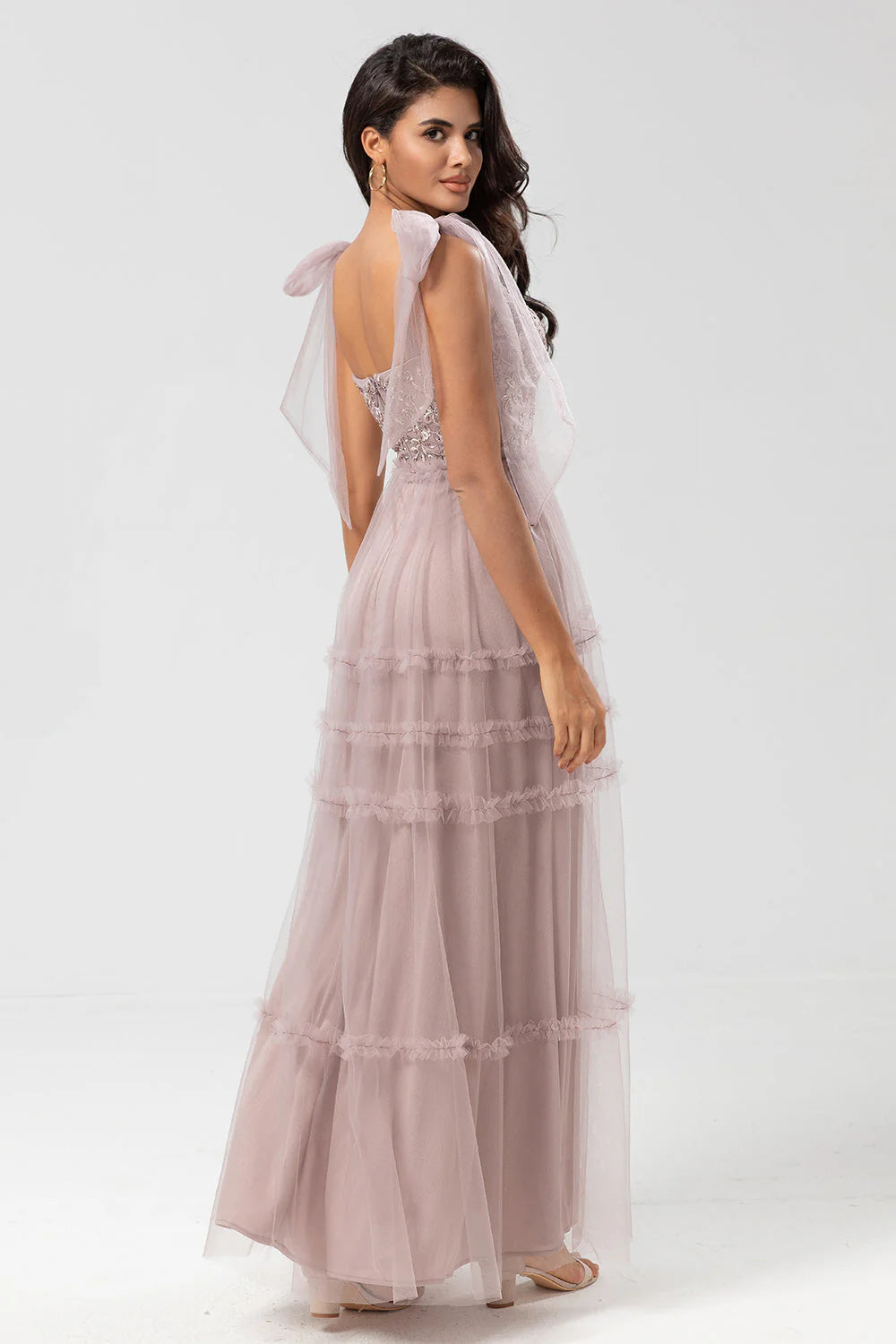 Keeper of My Heart A-Line V Neck Dusty Pink Long Mother of the Bride Dresses