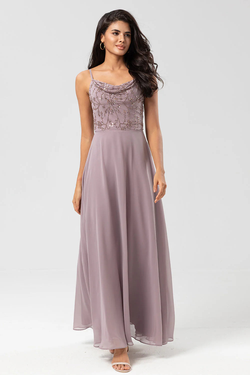 ertifiably Chic A Line Spaghetti Straps Dusty Pink Long Mother of the Bride Dresses