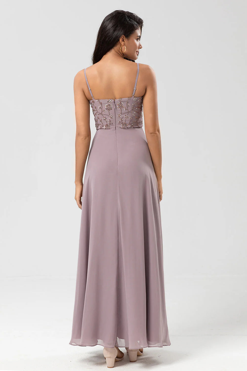 ertifiably Chic A Line Spaghetti Straps Dusty Pink Long Mother of the Bride Dresses