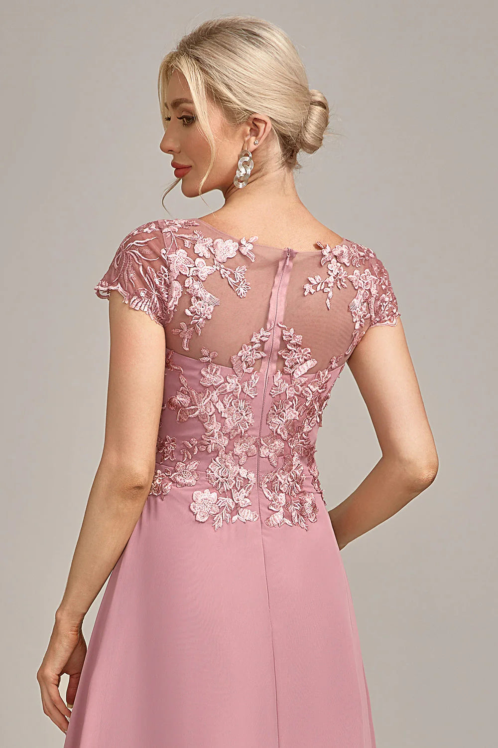 Dusty Rose A-Line Tea-Length Full Of Charm Mother of the Bride Dresses