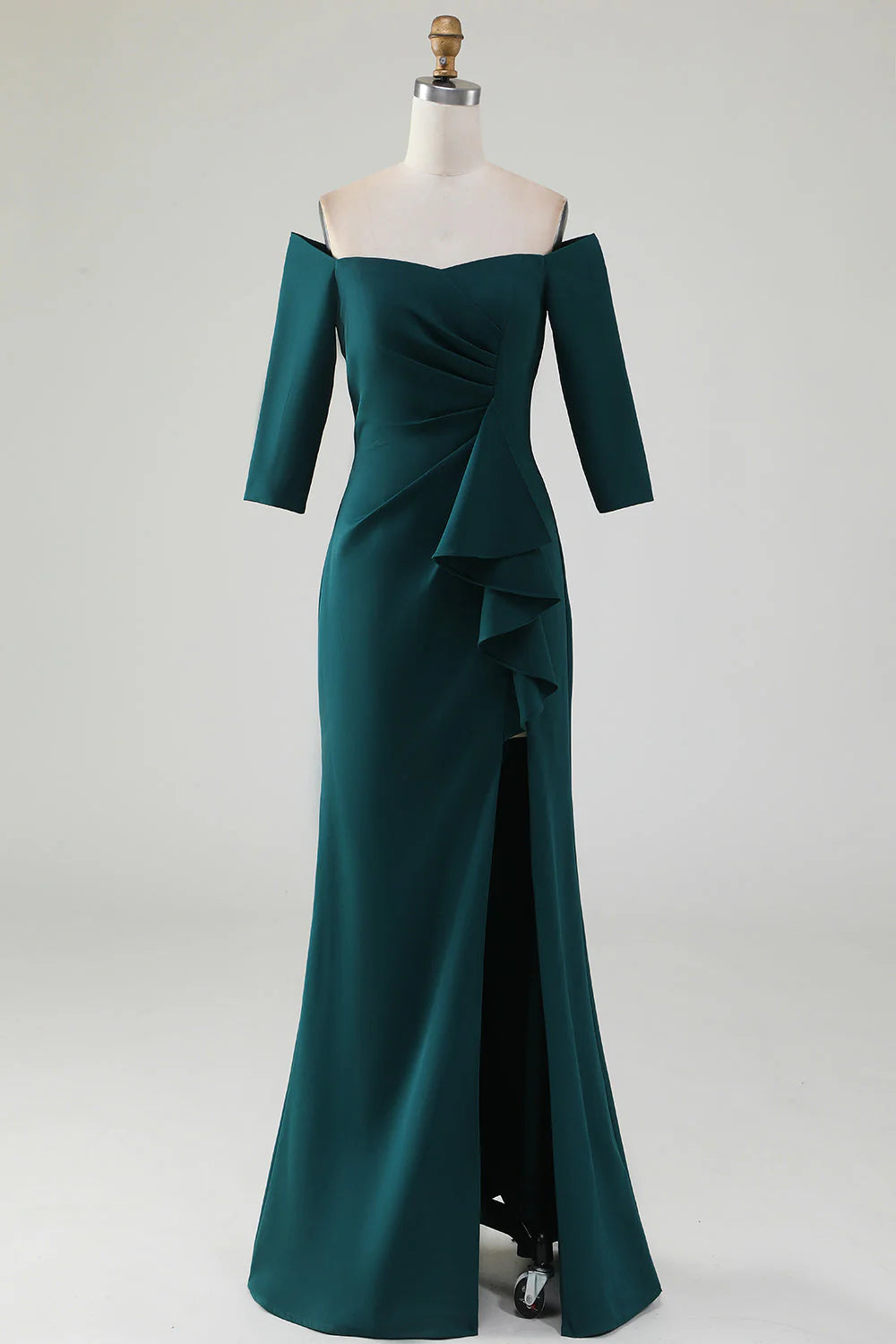 Glitter Dark Green Mermaid Chiffon Long Sleeves Mother of the Bride Dresses