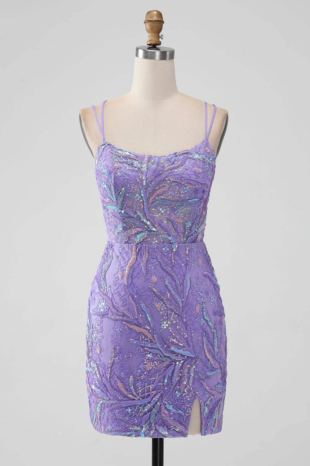 Sparkly Lilac Bodycon Sequins Appliques Short Full Of Charm Homecoing Dress