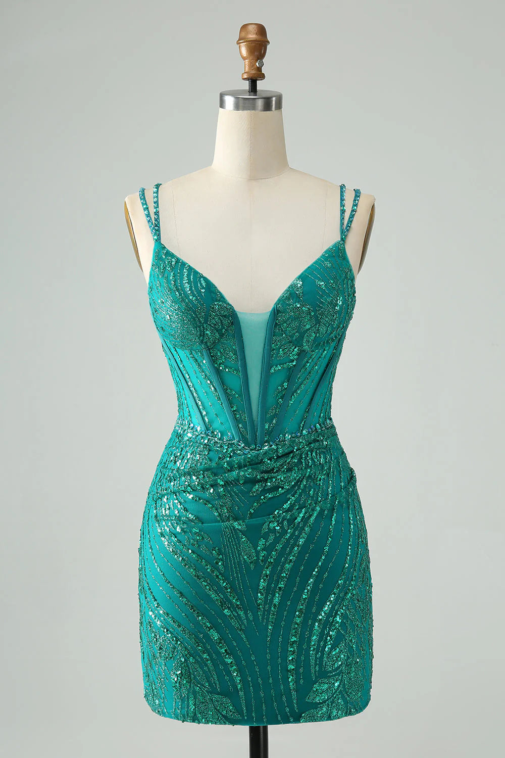 Sparkly Dark Green Bodycon Corset Short Full Of Charm Homecoing Dress
