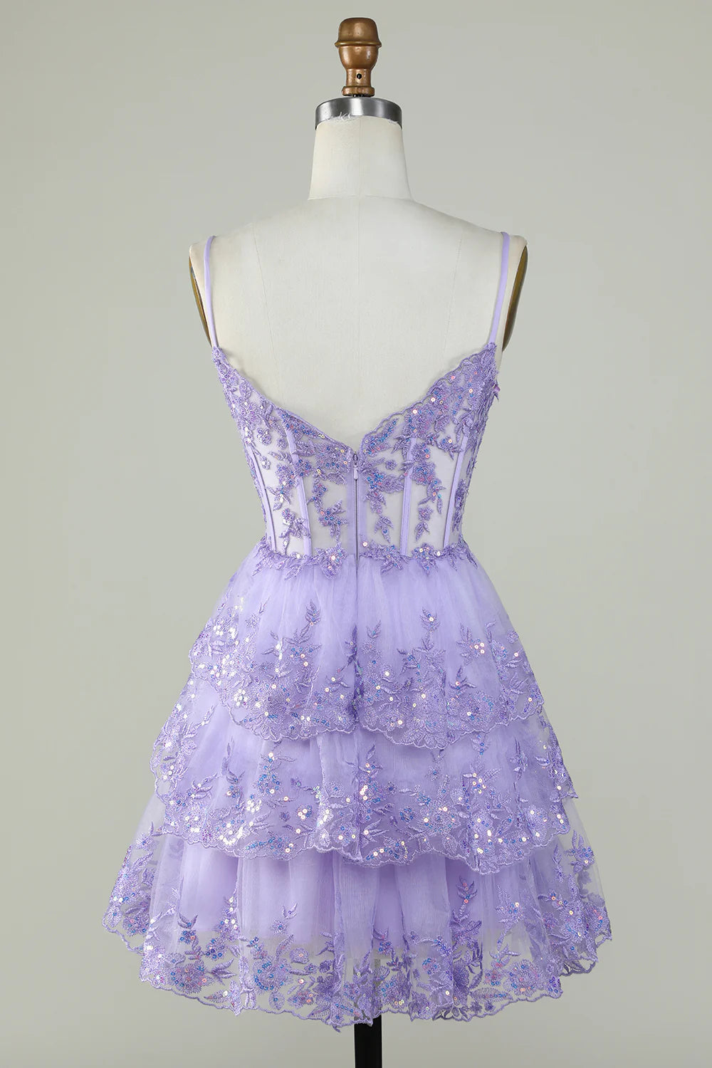 Sparkly Spaghetti Straps Sequins Purple Short Full Of Charm Homecoing Dress