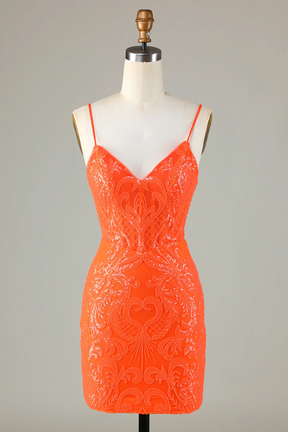 Sparkly Sequins Tight Orange Full Of Charm Homecoing Dress