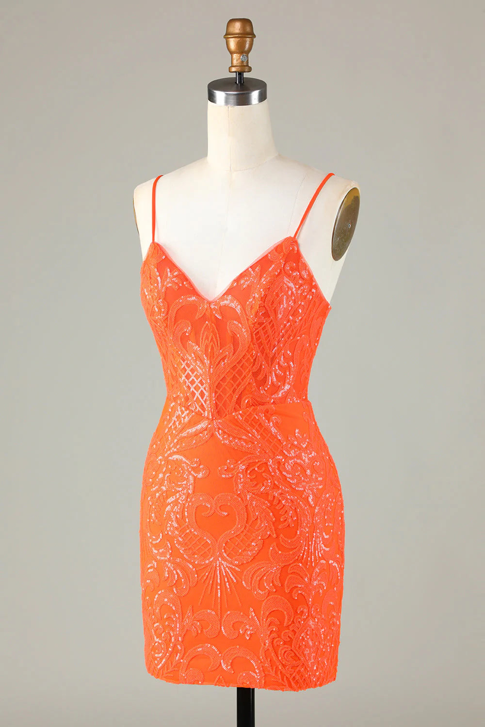 Sparkly Sequins Tight Orange Full Of Charm Homecoing Dress