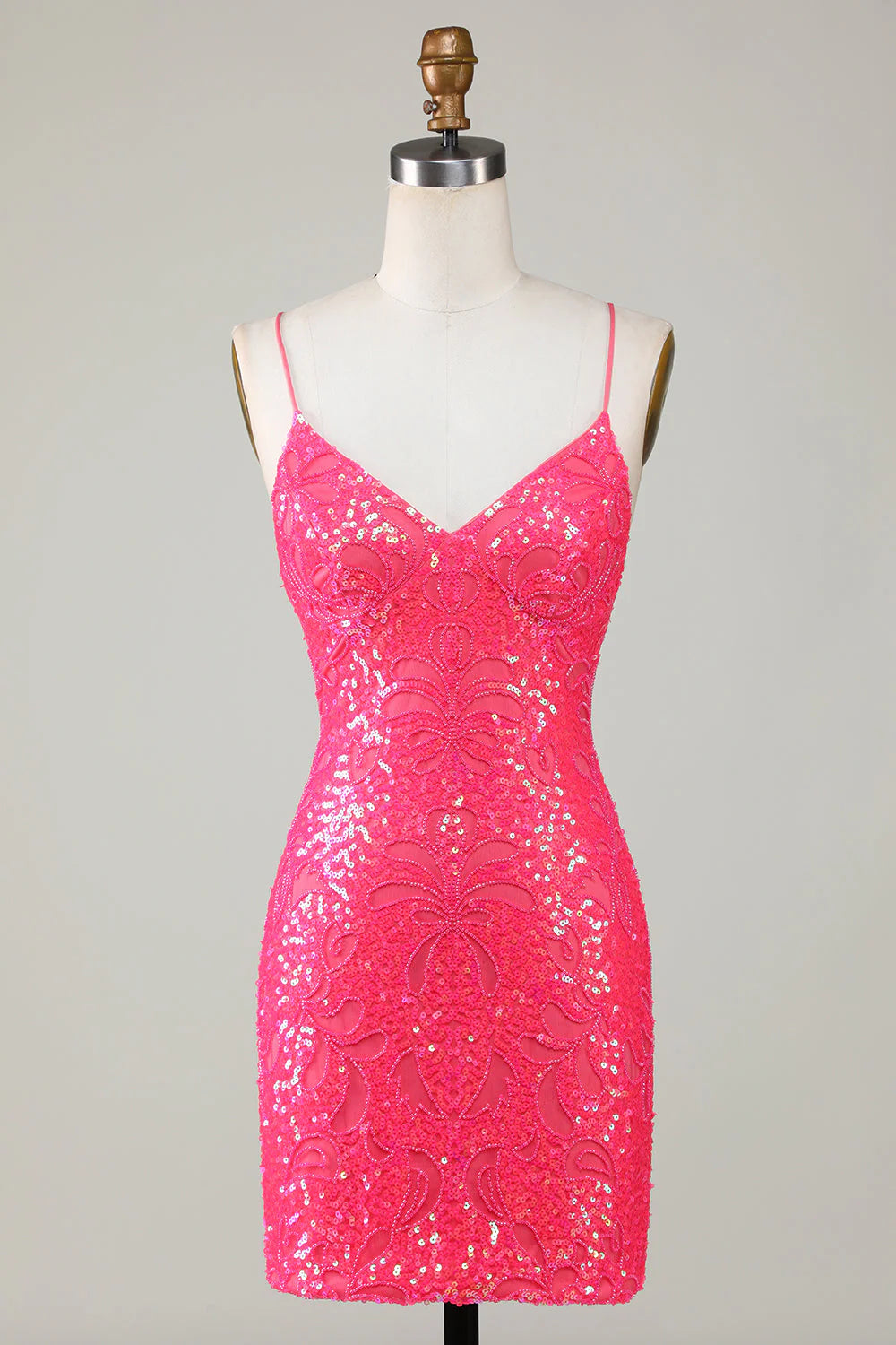 Sparkly Fuchsia Beaded Tight Short Full Of Charm Homecoing Dress