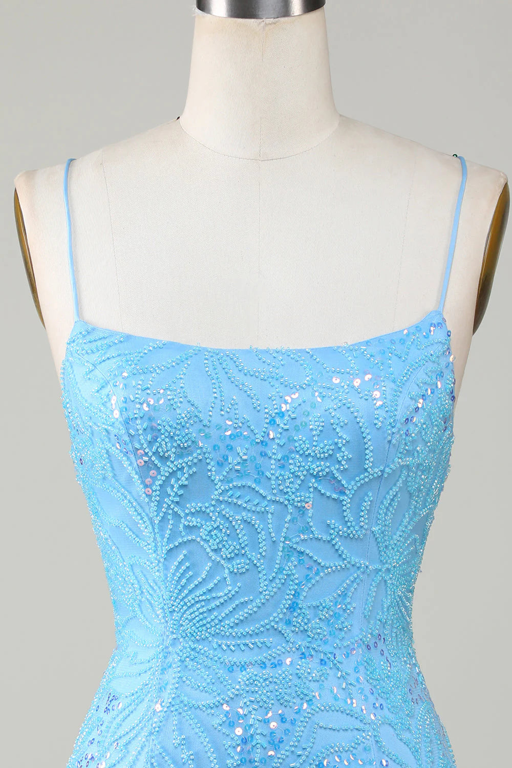 Sparkly Blue Beaded Tight Short Full Of Charm Homecoing Dress