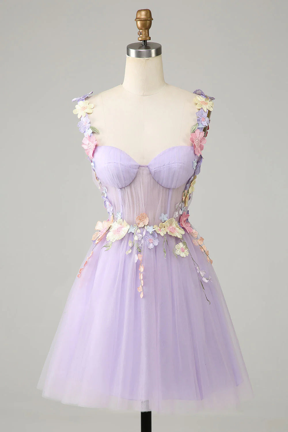 Purple Spaghetti Straps Tulle  Full Of Charm Homecoing Dress