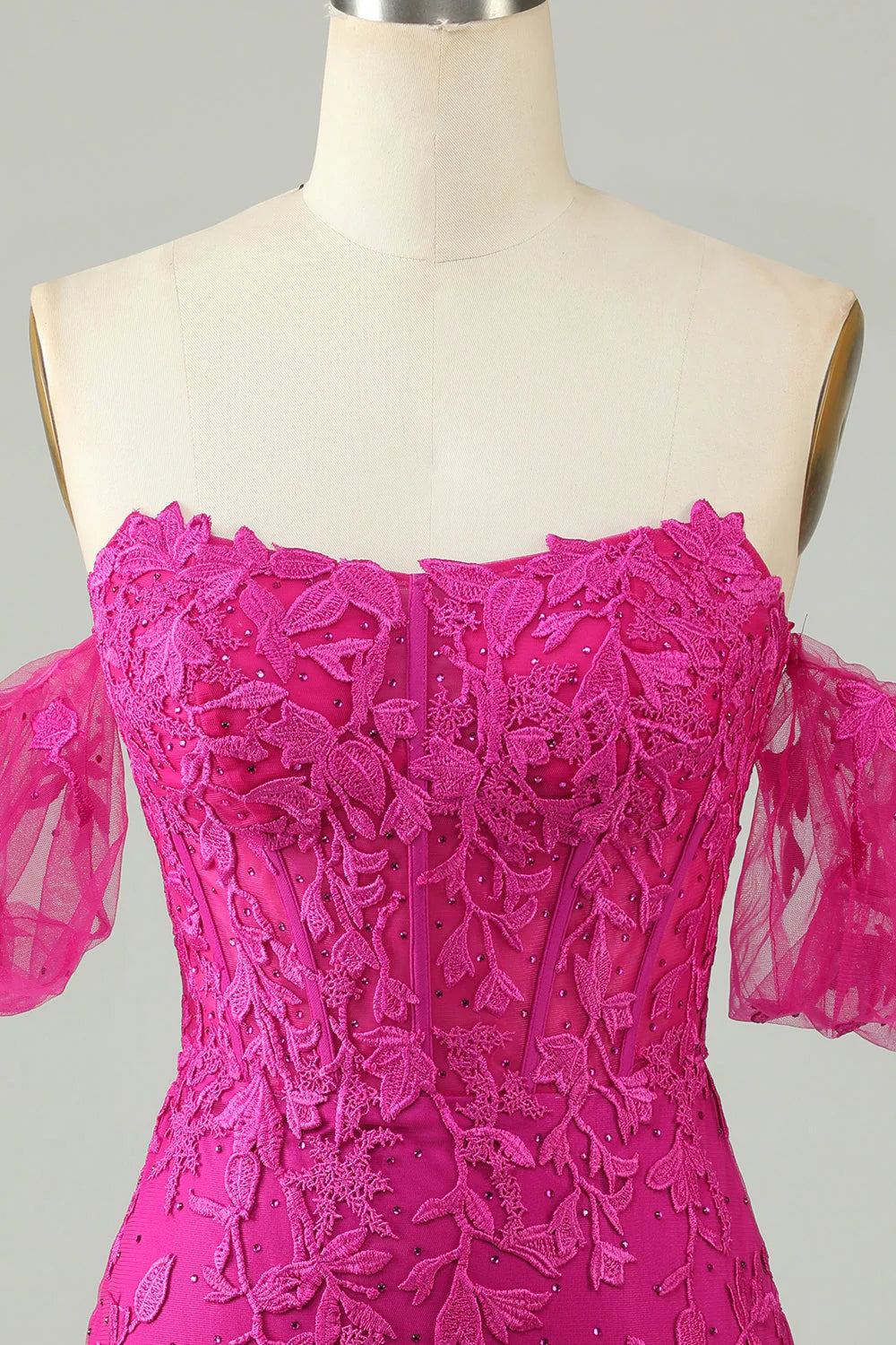 Fuchsia Off the Shoulder Bodycon Appliques Full Of Charm Homecoing Dress