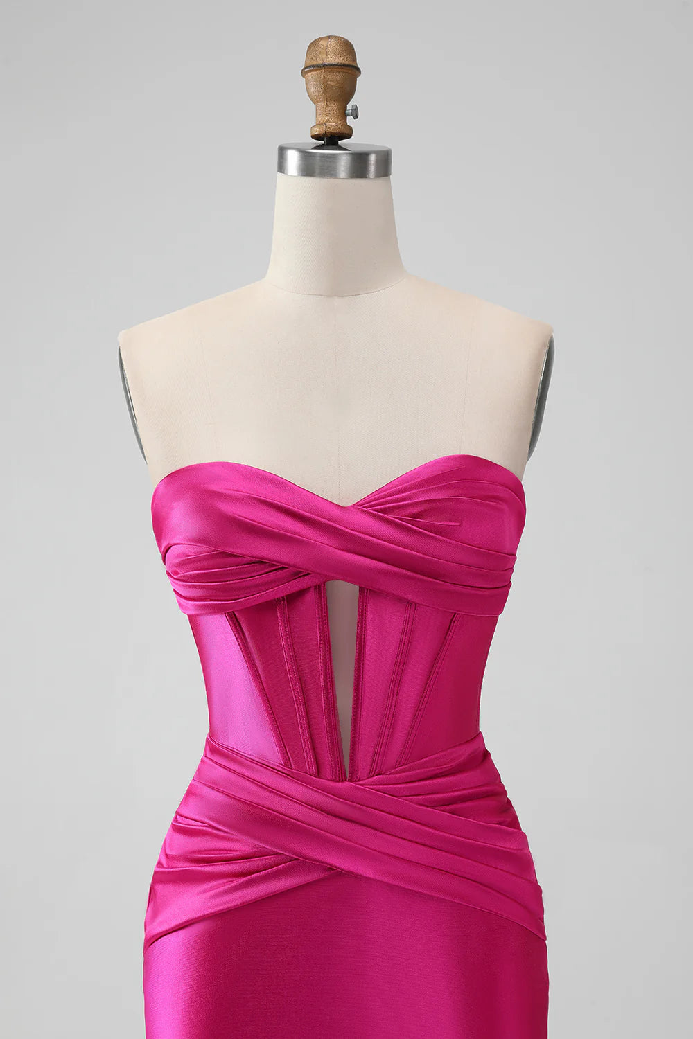 Fuchsia Bodycon Sweetheart Satin Corset Short Full Of Charm Homecoing Dress