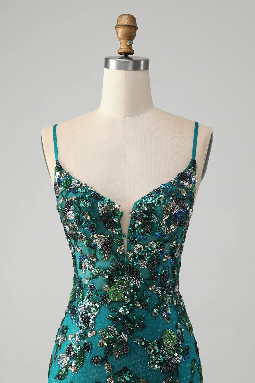 Sparkly Dark Green Beaded Sequins Bodycon Full Of Charm Homecoing Dress