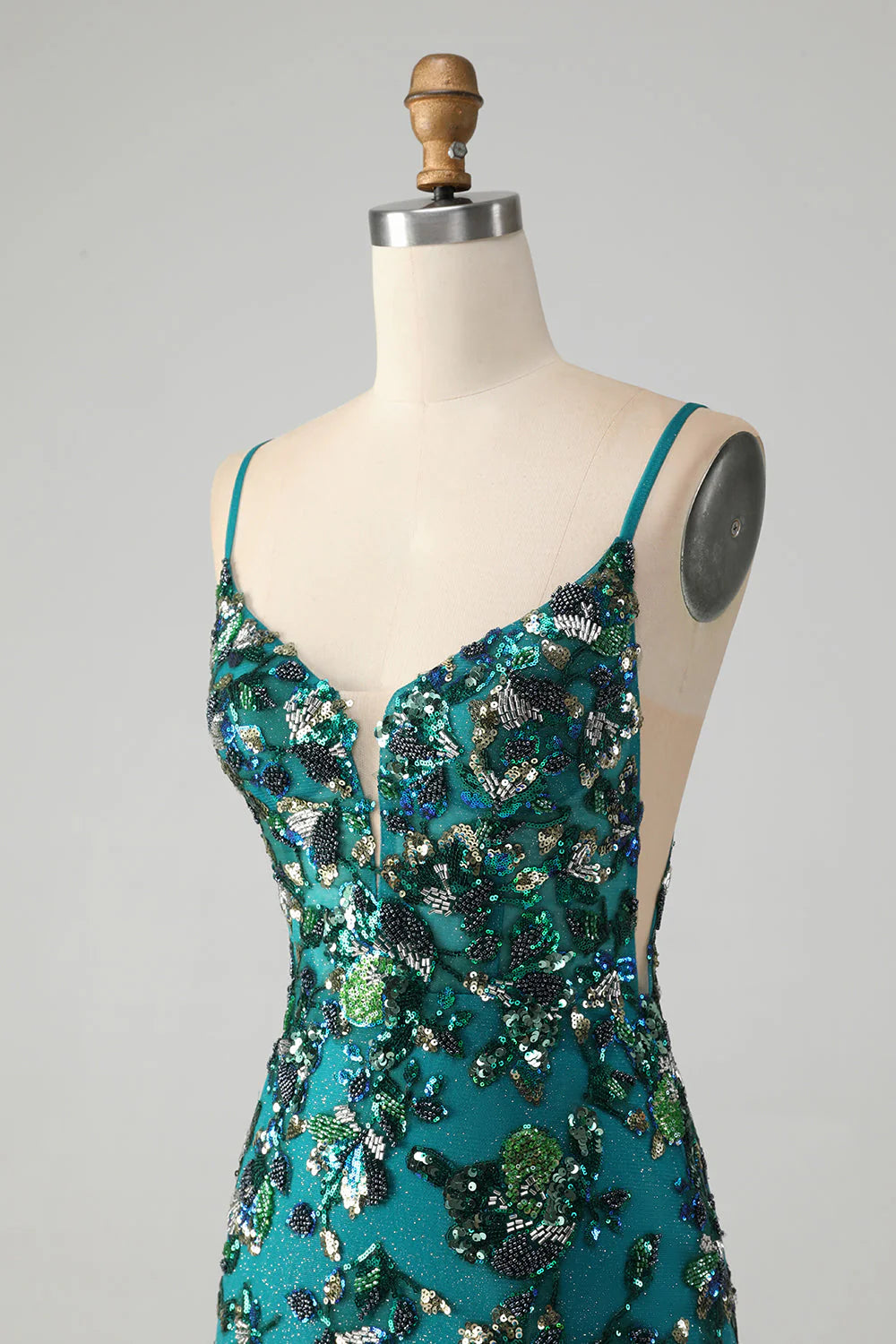 Sparkly Dark Green Beaded Sequins Bodycon Full Of Charm Homecoing Dress