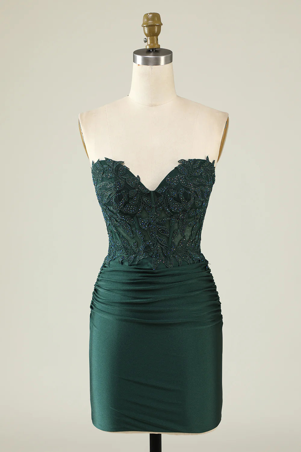 Strapless Dark Green Short Full Of Charm Homecoing Dress