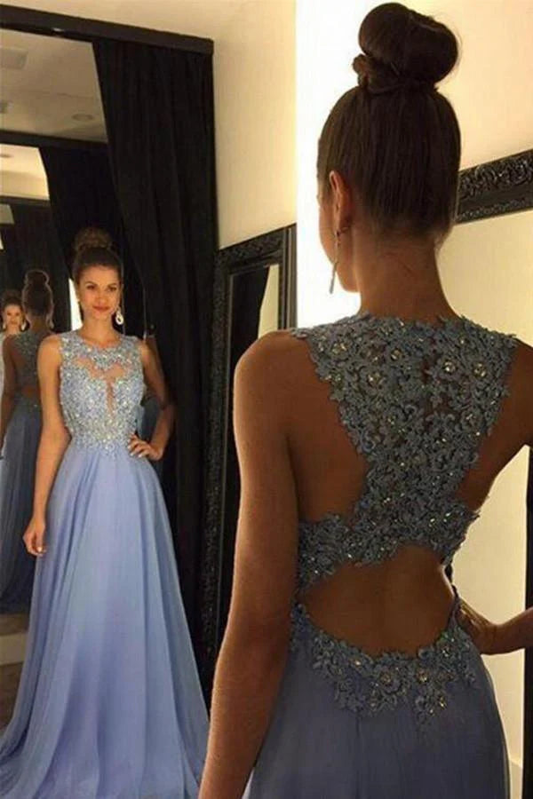 Blue Prom Dresses Elegant Evening Dresses Beaded Party Dresses