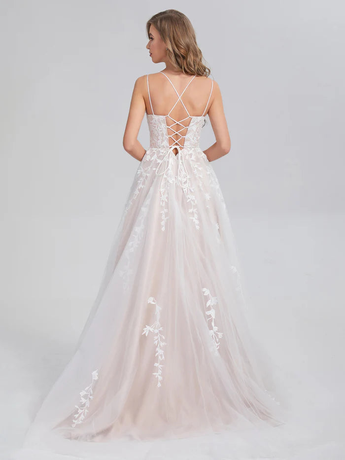 Criss Cross Appliques Satin Tulle Unique Design Full Of Charm Party Dresses