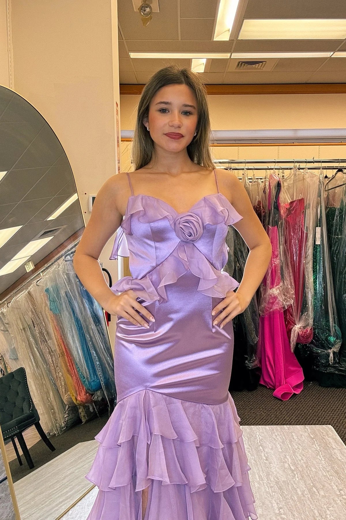 Straps Yellow Ruffled Long Full Of Charm Prom Dresses