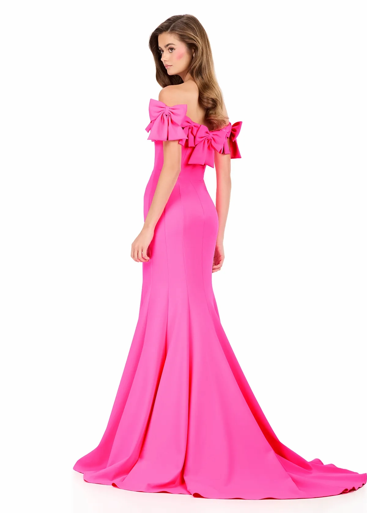 Playful Mermaid Off-the-Shoulder Short-Sleeved Closed Back Floor-Length Evening Dress