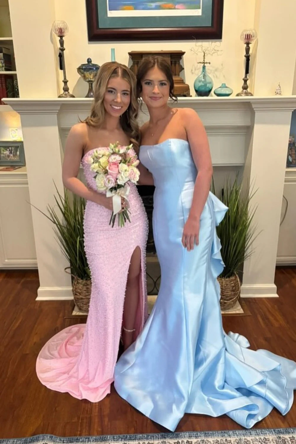 Strapless Yellow Back Bow Long Full Of Charm Prom Dresses