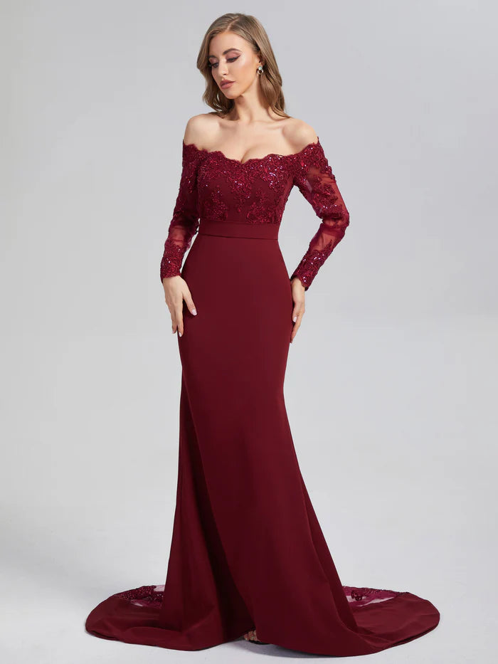 Mermaid Button Long Sleeve Unique Design Full Of Charm Prom Dress