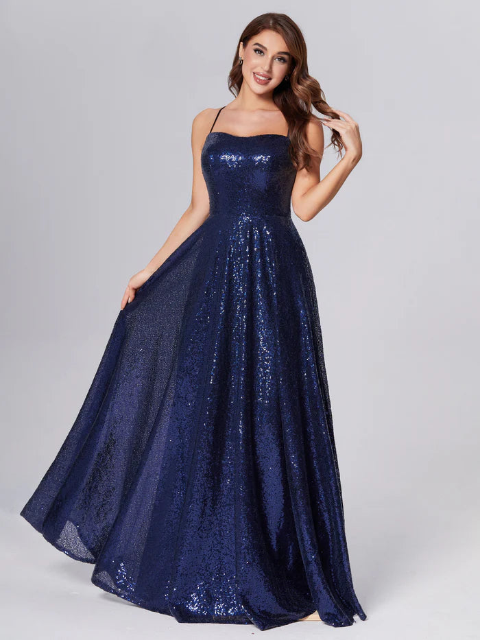 Natural Criss Cross Sequins Unique Design Full Of Charm Prom Dress