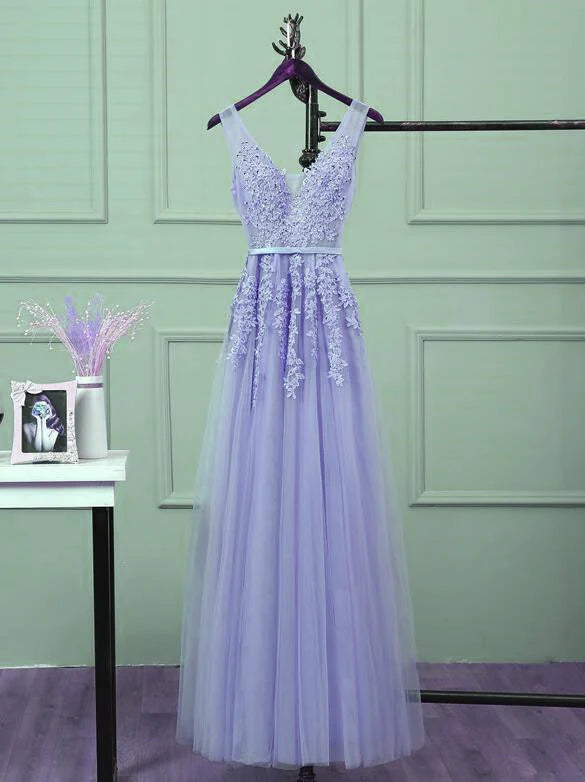 Beautiful Light Purple Tulle Long Full Of Charm Prom Dress