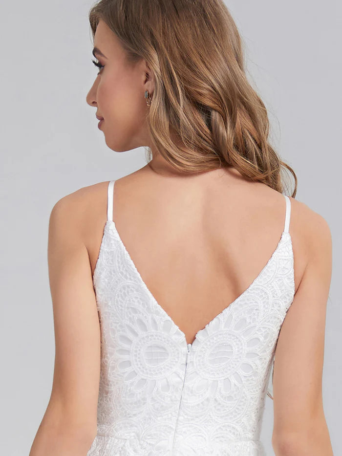 Sleeveless Tea Length Lace Unique Design Full Of Charm Prom Dress