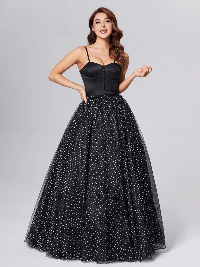 Spaghetti Straps Polka Dots Unique Design Full Of Charm Prom Dress