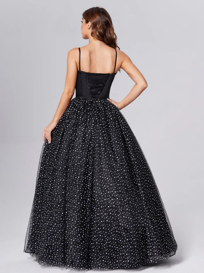 Spaghetti Straps Polka Dots Unique Design Full Of Charm Prom Dress
