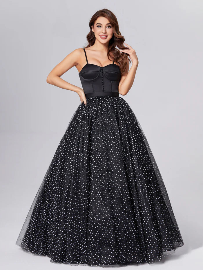 Spaghetti Straps Polka Dots Unique Design Full Of Charm Prom Dress