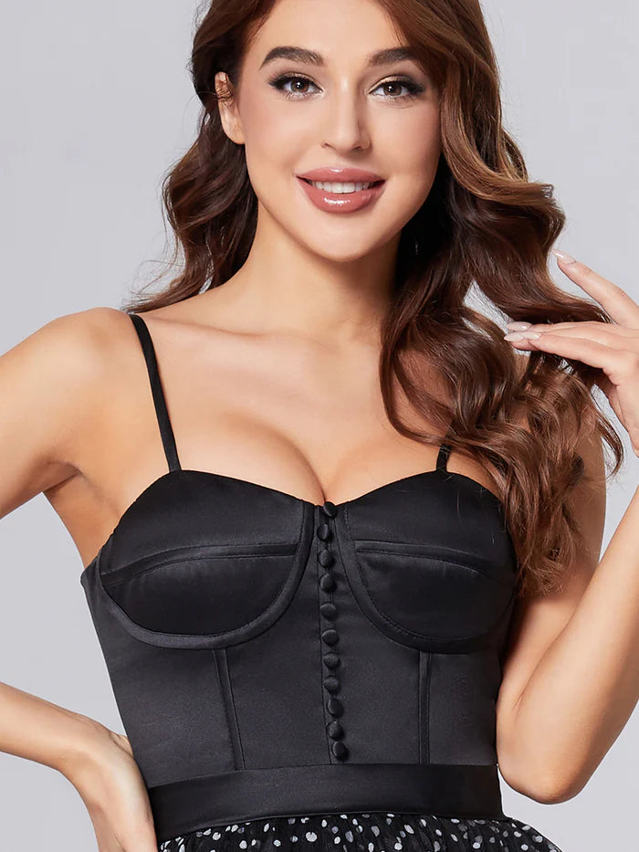 Spaghetti Straps Polka Dots Unique Design Full Of Charm Prom Dress