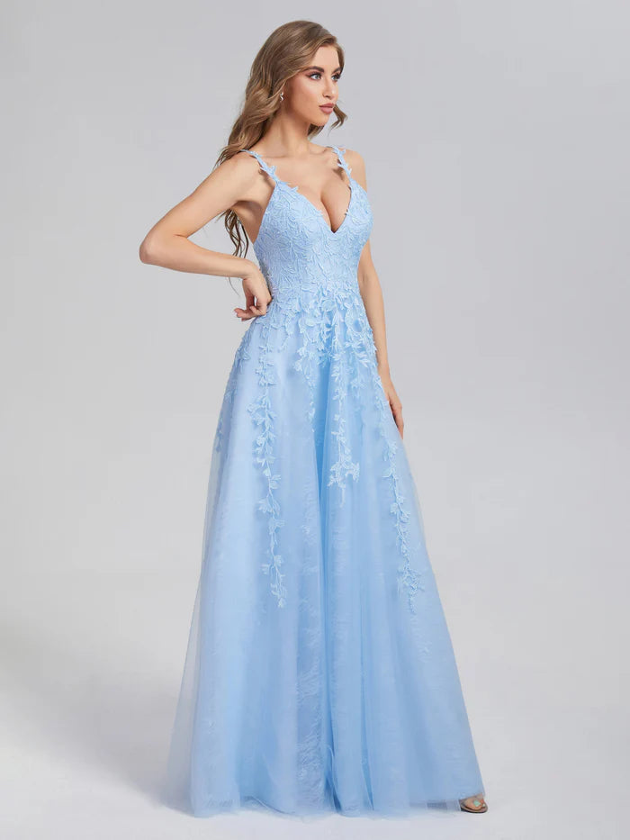 V-neck Backless Appliques Unique Design Full Of Charm Party Dresses