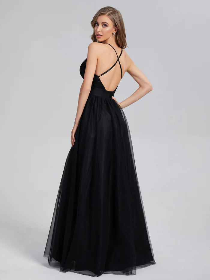 V-neck Split Tulle Unique Design Full Of Charm Party Dresses