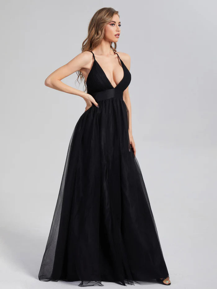 V-neck Split Tulle Unique Design Full Of Charm Party Dresses