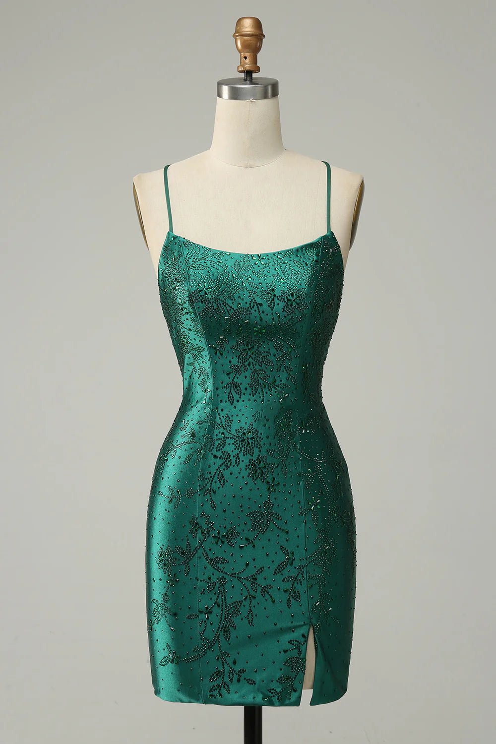 Dark Green Beaded Bodycon Unique Design Full Of Charm Homecoing Dress