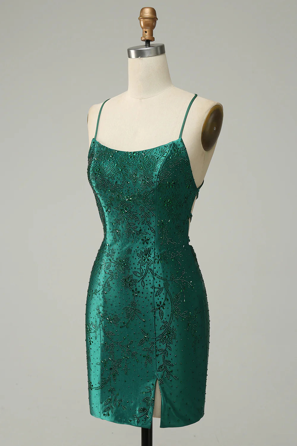 Dark Green Beaded Bodycon Unique Design Full Of Charm Homecoing Dress