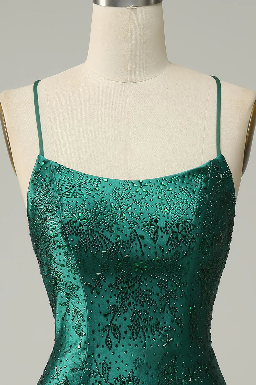 Dark Green Beaded Bodycon Unique Design Full Of Charm Homecoing Dress