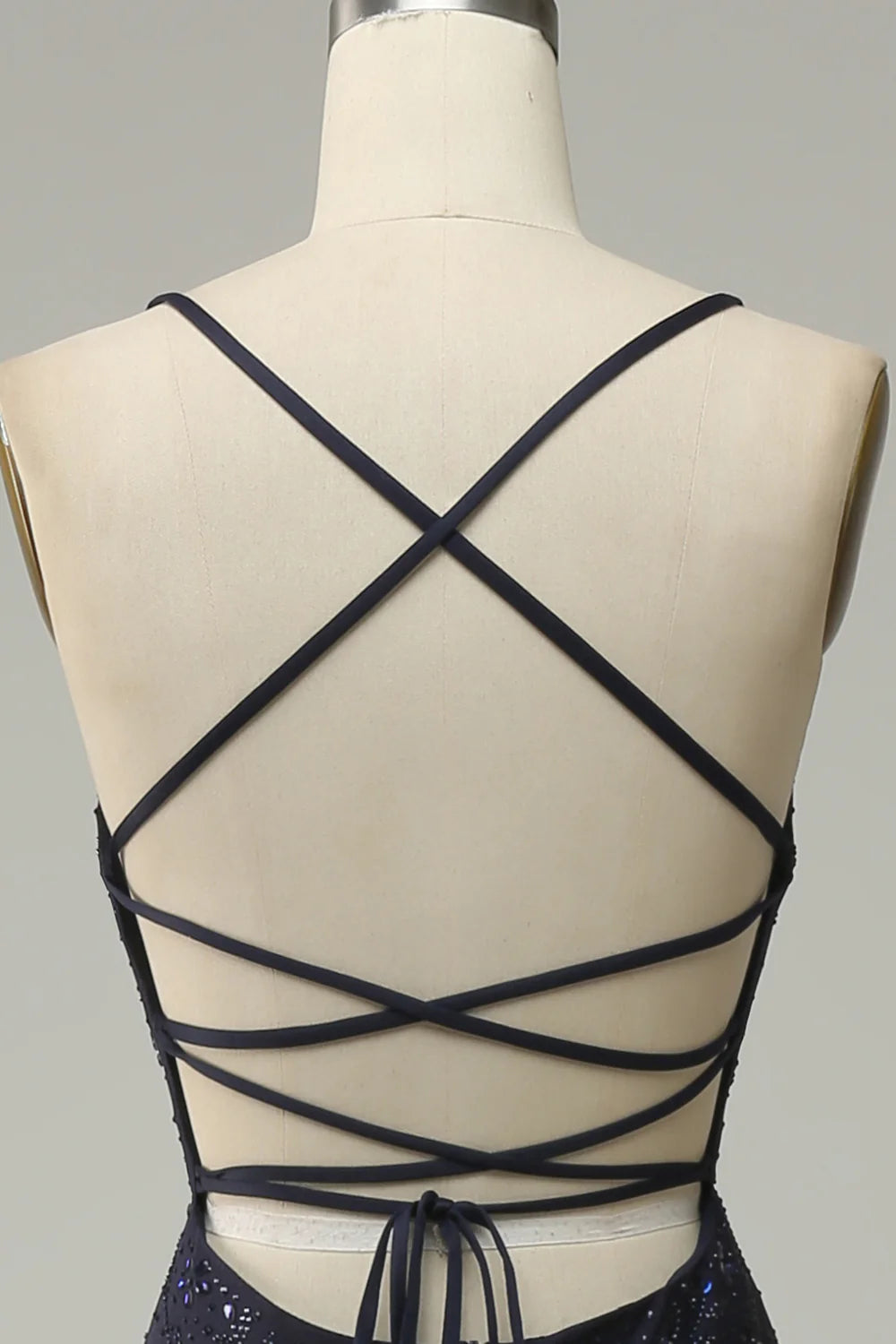 Navy Strapless Sweetheart Beaded Unique Design Full Of Charm Prom Dress